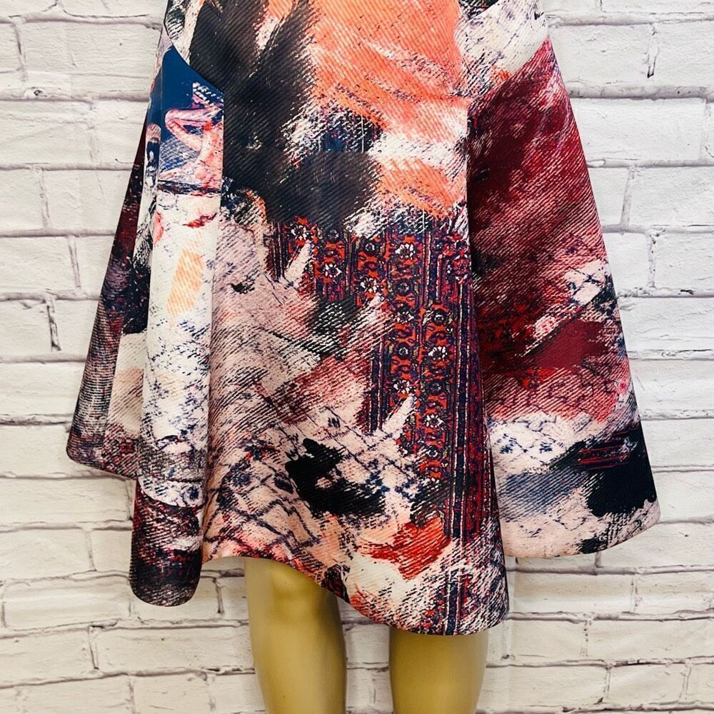 Prabal Gurung Womens Blue Orange Abstract Silk Mini Fit & Flare Dress Size 6 - Picture 9 of 12